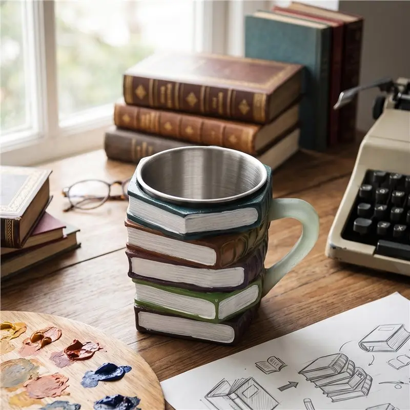 Coffee Cup Book Cup, 3D Painted Book Coffee Mug, Funny Cups, Library Style, Desk Or Bookshelf Decoration Highly Recommended