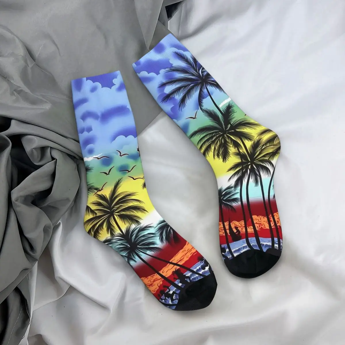

All Seasons Crew Stockings Coconut Tree Element Tropical Socks Fashion Long Socks Accessories for Men Women Christmas Gifts