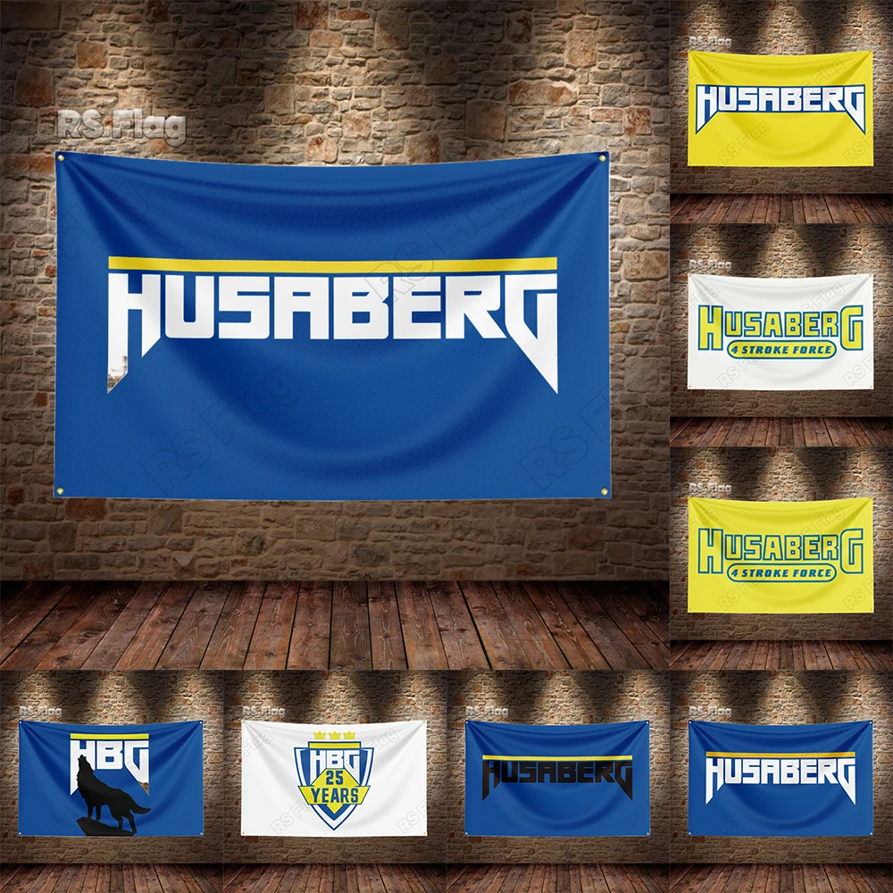 

3x5 Ft Husabergs Flag Polyester Printed Motorcycle Flags for Garage Decor