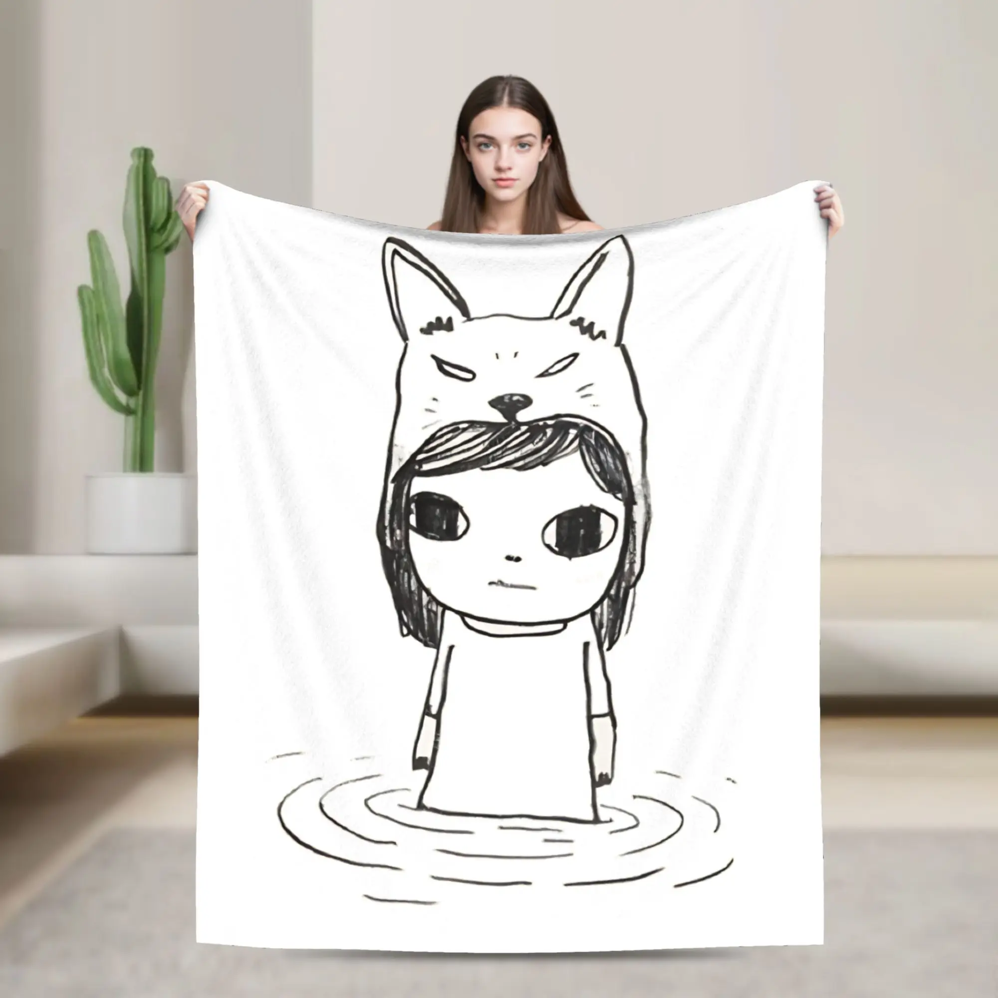 Nara Drawing   Fleece Blanket Yoshitomos Vintage Throw Blanket for Bed Sofa Couch 125*100cm Quilt,