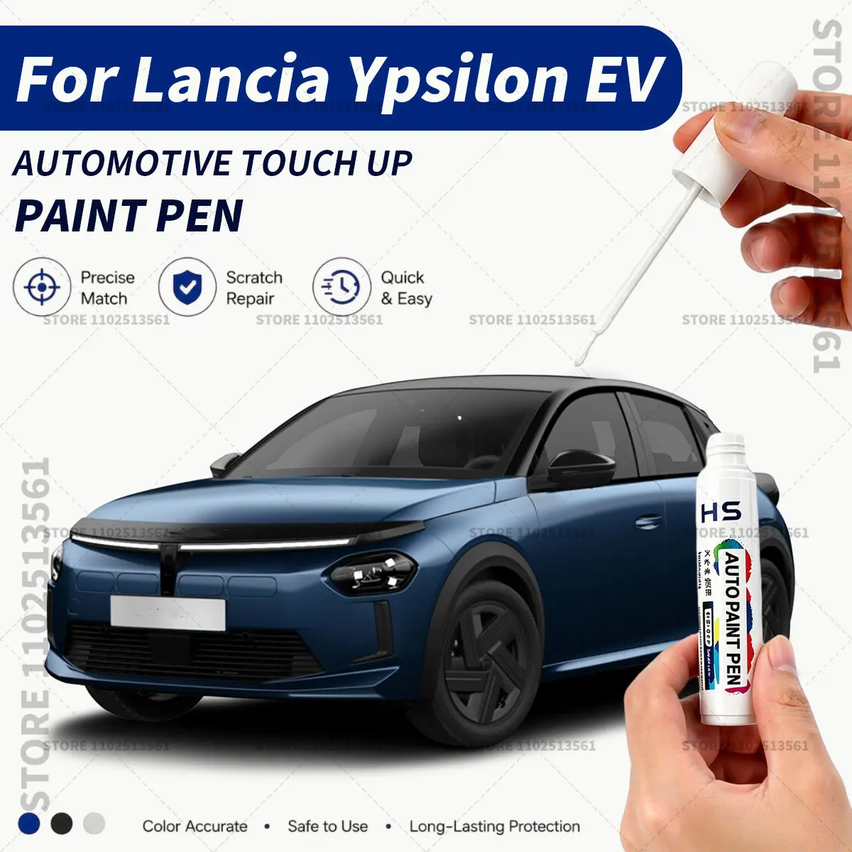 

Car Touch Up Paint Pen Deep Scratch Repair Auto Paint Brush For Lancia Ypsilon EV White Gray Green Blue Black Yellow