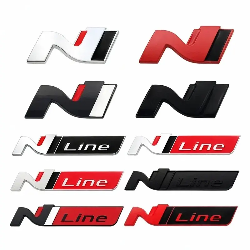 3D Metal N Line Logo Rear Boot Trunk Emblem Badge Decals For i20 i30 Sonata Kona Elantra Tuson Car Stickers styling parts
