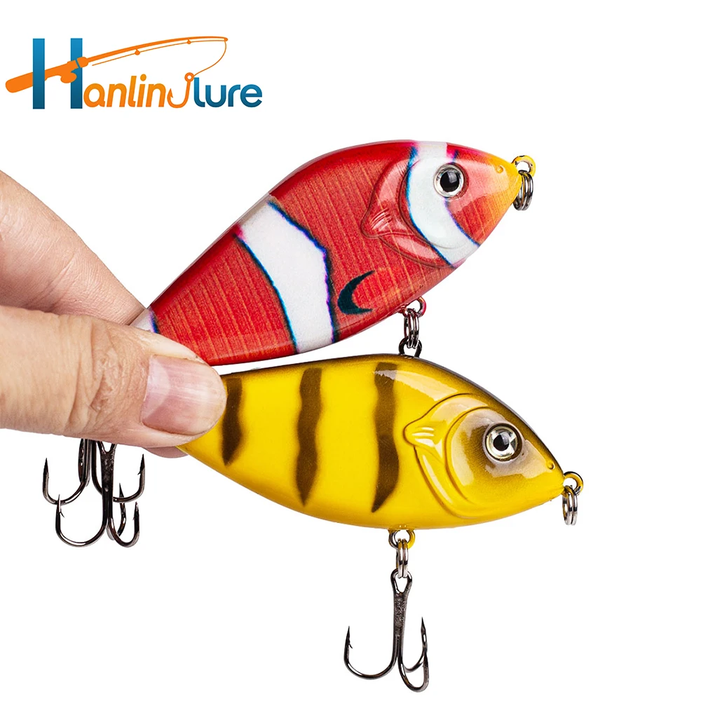 

Hanlin New 70mm/14.5g Jerkbait Fishing Lures Rattle Glide Artificial Sinking Wobbler Baits Fishing for Pike Bass Tackle