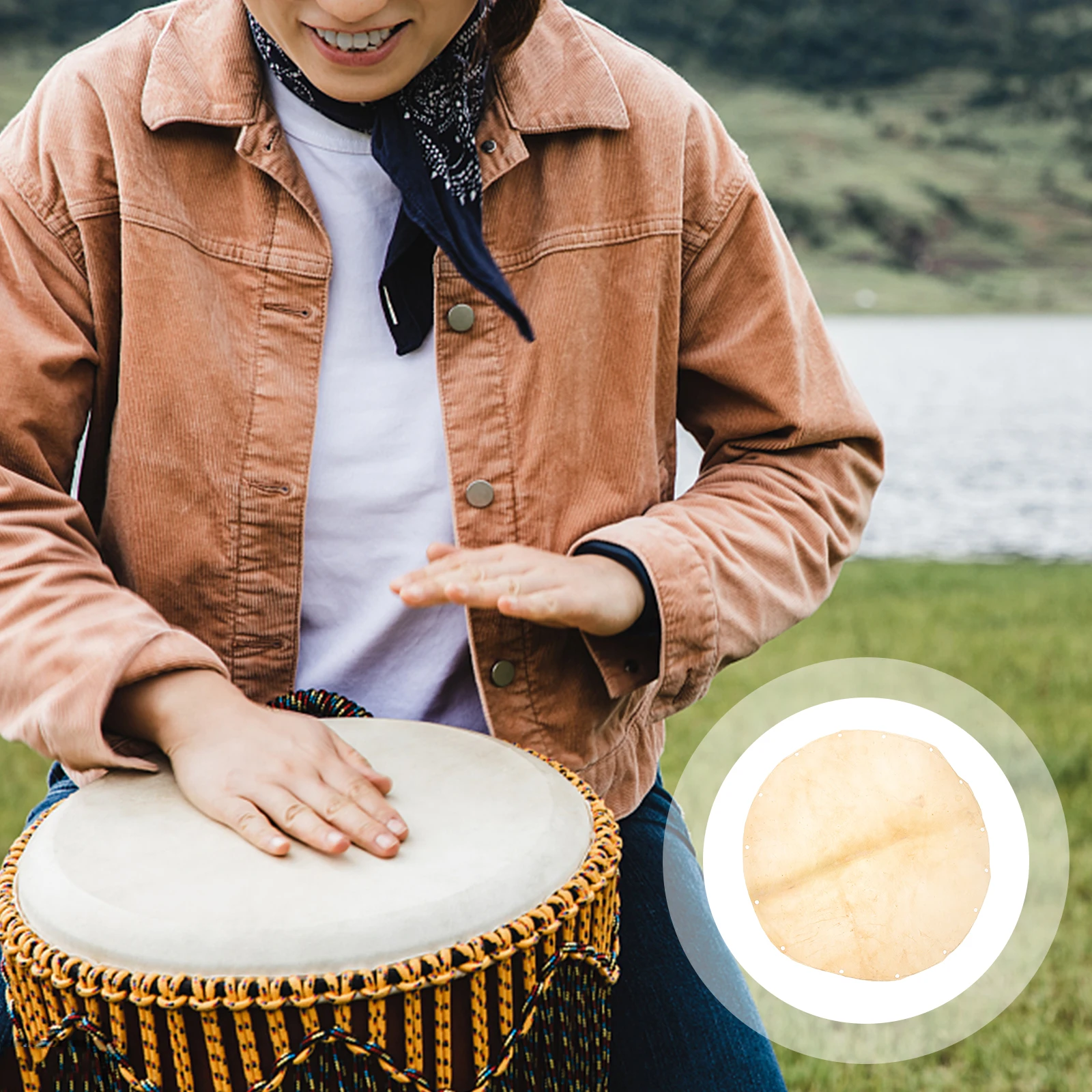 طبلة يدوية ذات صوت واضح للأطفال الأفريقي Djembe مريح Doumbek جلد الغنم الدف