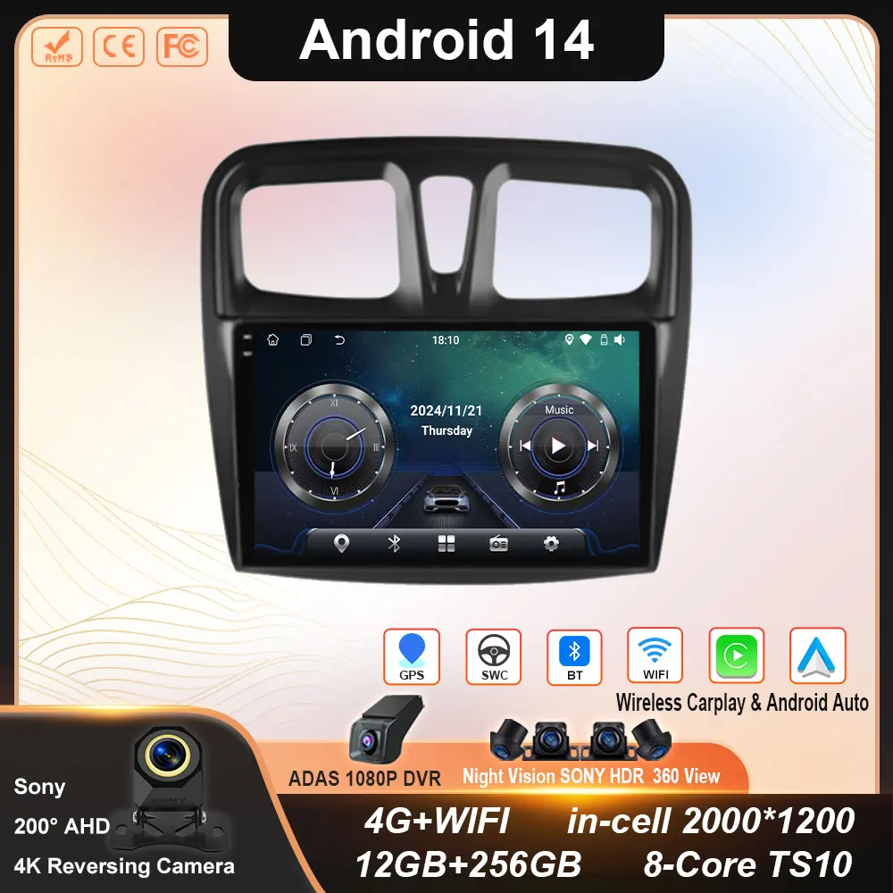 

Android 14 Carplay Auto 2K Screen Car Radio Multimedia Player For Renault Logan 2 Sandero 2 2012-2019 Autoradio Stereo Head Unit