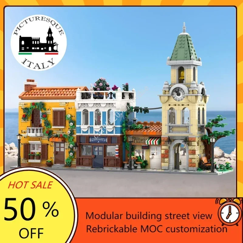 

3884 шт., фотография, Италия, головоломка MOC, креативная архитектура StreetView, техническая модель, сборка на день рождения для детей, Рождественский подарок
