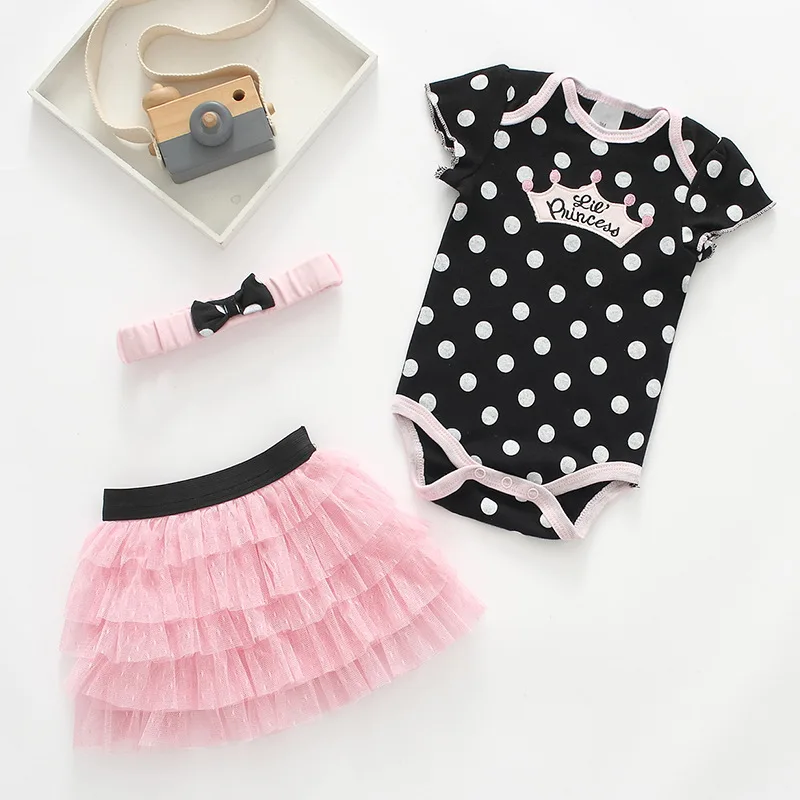 Fashion Newborn Baby Girl Clothes Short Romper,Tutu Skirt & Headband 3 PC Suits Infant Toddler Zebra Summer Girls Clothing Sets