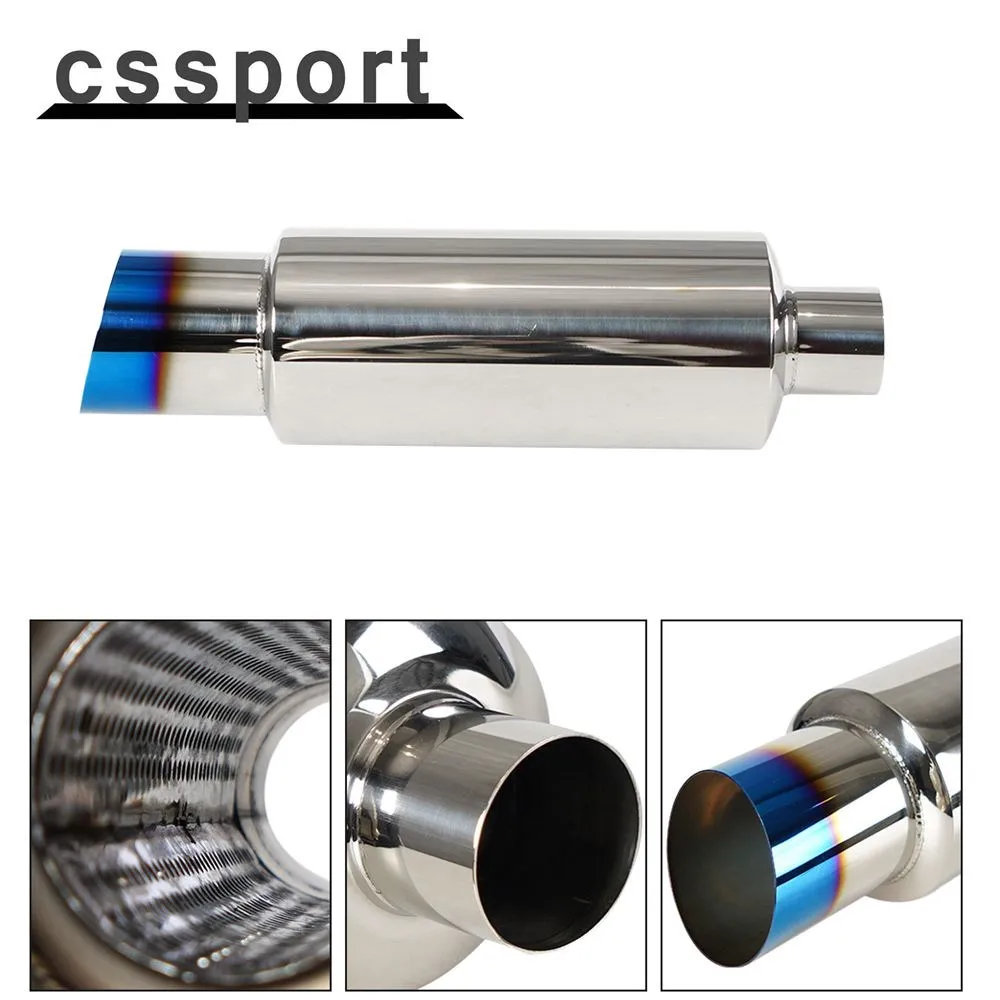 

New Universal Exhaust Muffler 2" Inlet 3" Outlet Motorbike Pipe Automobiles Accessories Car Silencer Tail Pipe Stainless Steel