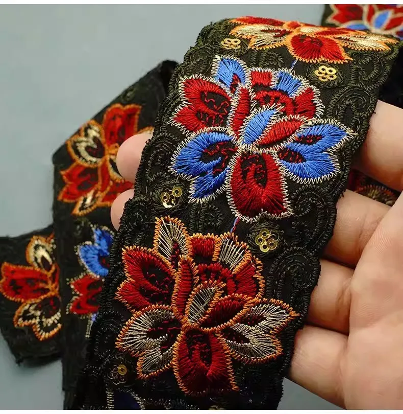 

5yard 6cm wide Ethnic style embroidery Lace trim,handmade DIY Clothing cuffs,collar accessories Lace Ribbon