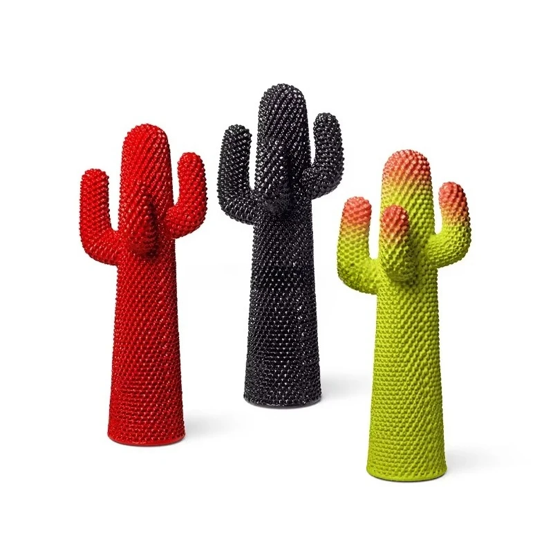 ^Modern Simple Personality Decoration Pieces Floor Glass Steel Cactus Coat and Hat Rack Living Room Decoration