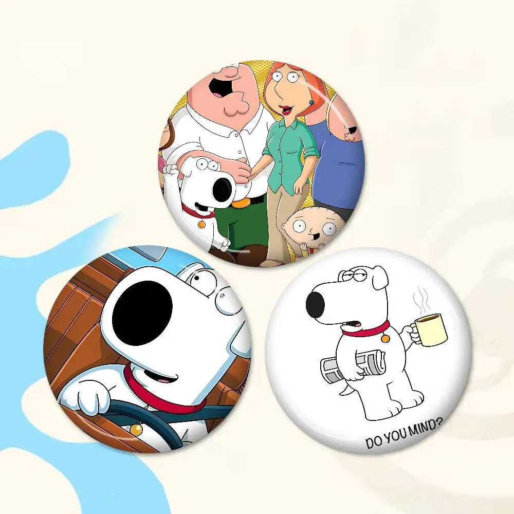 Funny Familys Guys Peter Creative Pins Funny Round Snap-in Brooch Badge Backpack Hat Accessories Jewelry Gifts For Friend