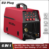 ARCCAPTAIN 6 in 1 Aluminum MIG Welding Machine 200A 220V Flux Core MIG Gas MIG Lift TIG Stick Spool Gun Spot Welder Synergy Tool