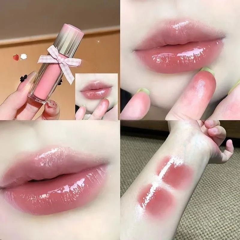 Smalto per labbra a specchio Idratante Impermeabile che forma rapidamente Uva Viola Acqua Luce Lucidalabbra Non appiccicoso Rossetto gelatinoso rosso Trucco