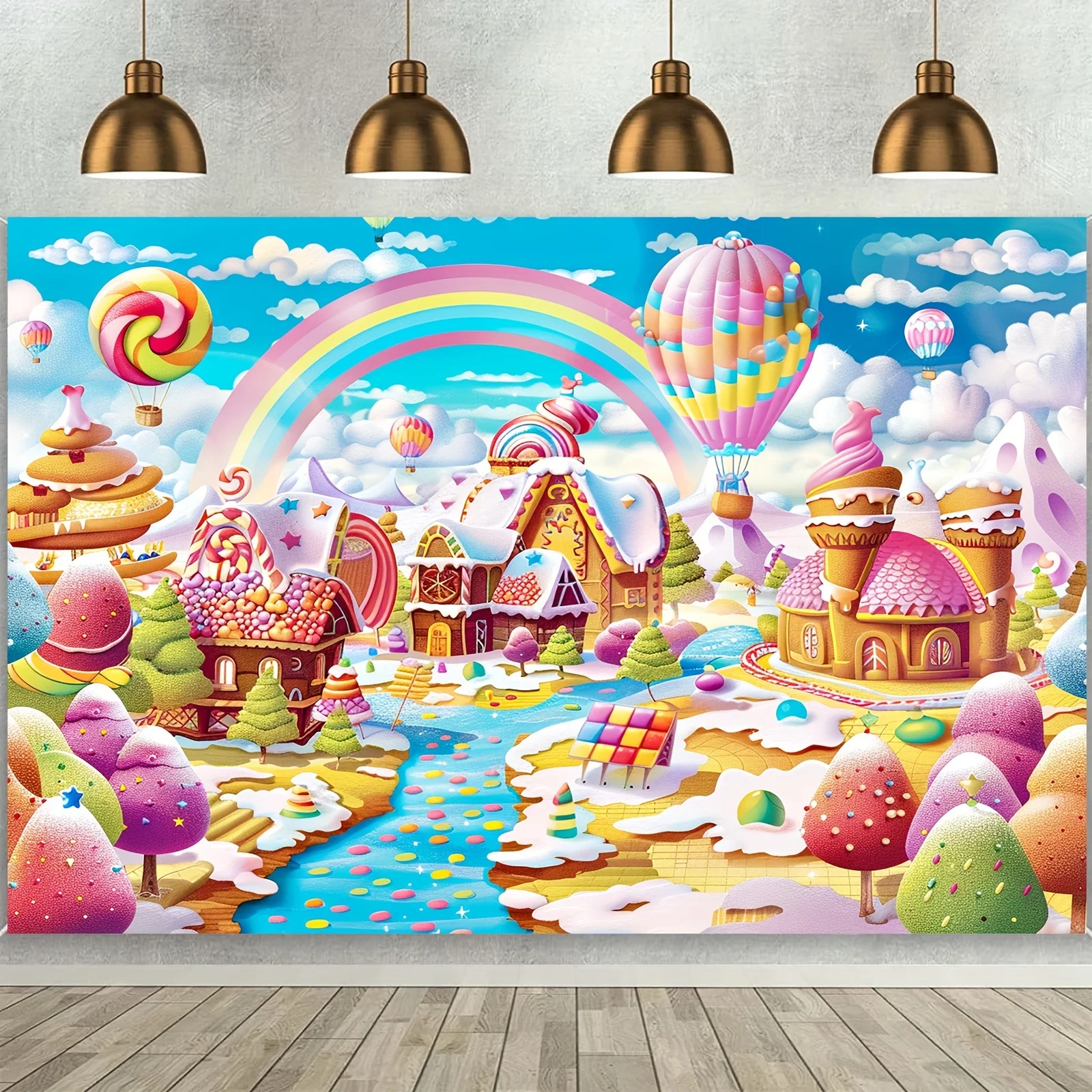 Candy Land Background Gingerbread Party Background Shower Birthday Decoration Photography Studio Props Supplies