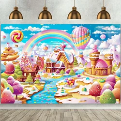 Candy Land Background Gingerbread Party Background Shower Birthday Decoration Photography Studio Props Supplies