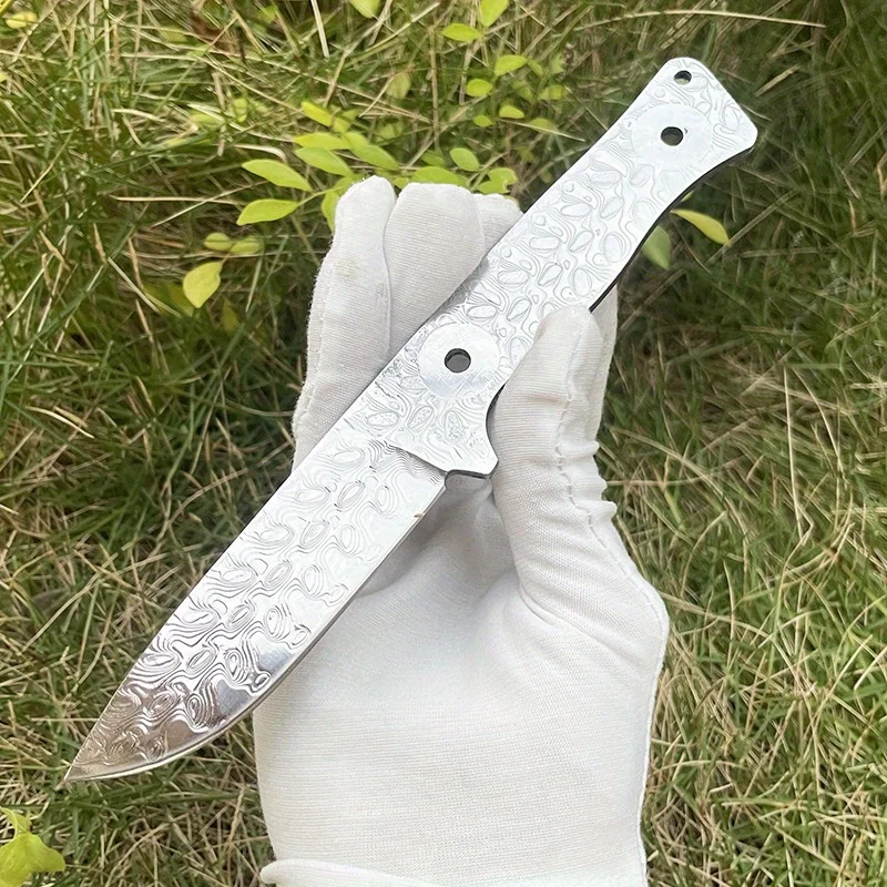 DIY полуфабрикатный нож из дамасской стали пустой цельный с фиксированным лезвием для кемпинга на открытом воздухе заготовки EDC Фото №4
