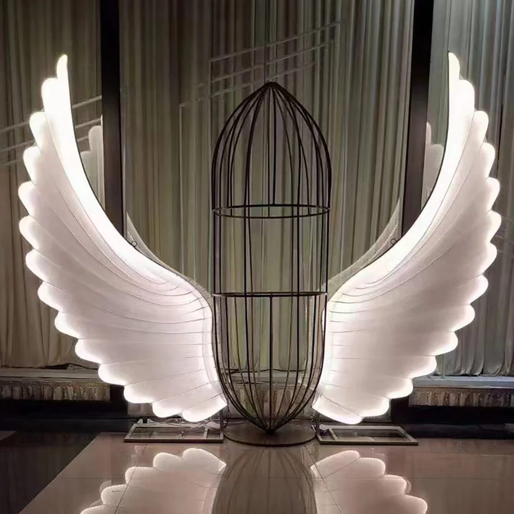 

White Stainless steel Feather Background Wall For Party Event Decoration