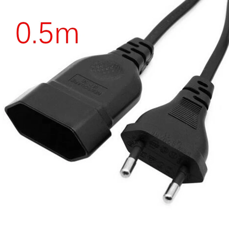 

European 2Prong Male to Female Power Extension Cord, VDE Certificated Copper Cable(0.5M)