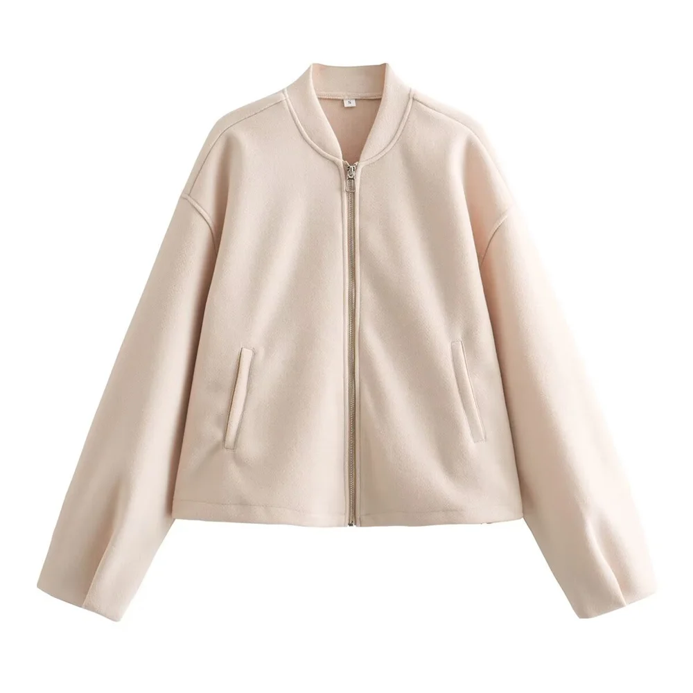 Herbst Neues Produkt Damen Stehkragen Langarm Weiche Schnalle Dekoration Pilot Kurze Jacke Mantel
