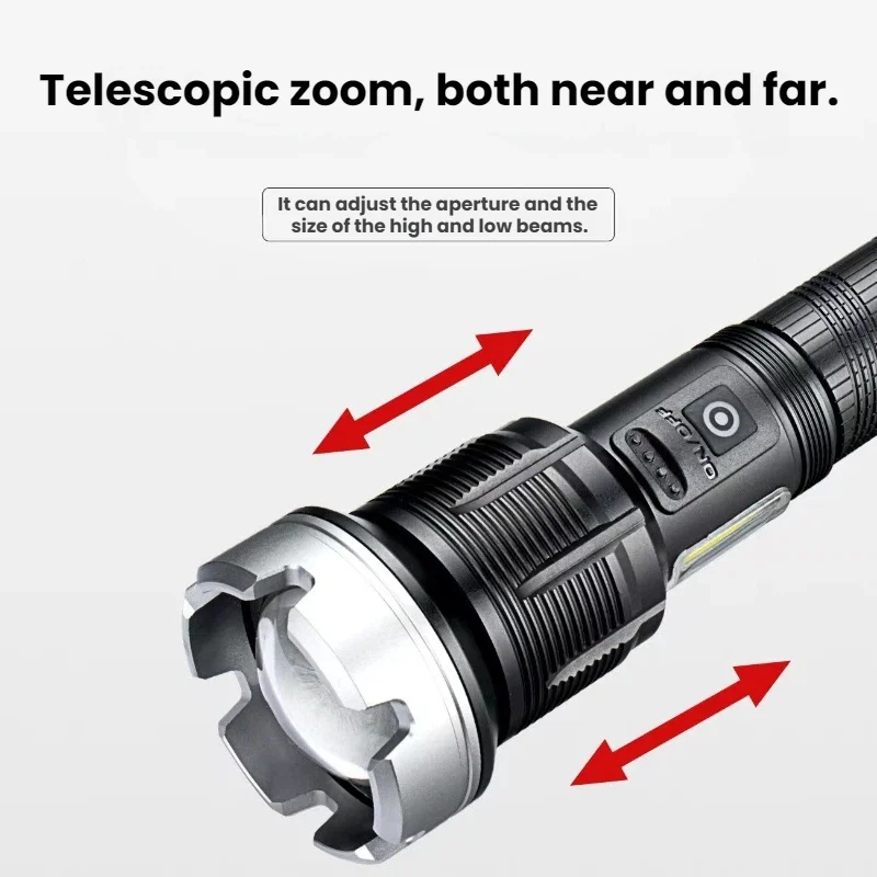 High-power LED Flashlight Telescopic Long-range Power Display Zoom Rechargeable Torch Outdoor Camping Night Fishing view 4