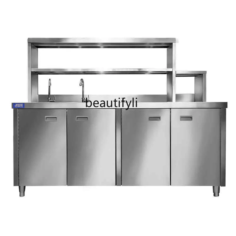 Full set of water bar counter, commercial kitchen, milk tea shop, water bar workbench, stainless steel milk tea operating table