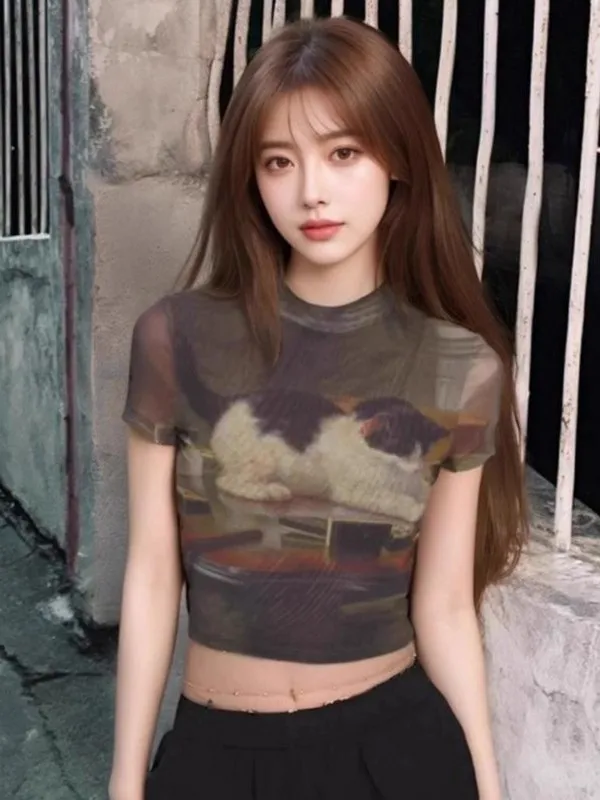 

Женская облегающая футболка больших размеров ort Sve с принтом, летняя модная круглая футболка с высокой талией, удобная повседневная одежда