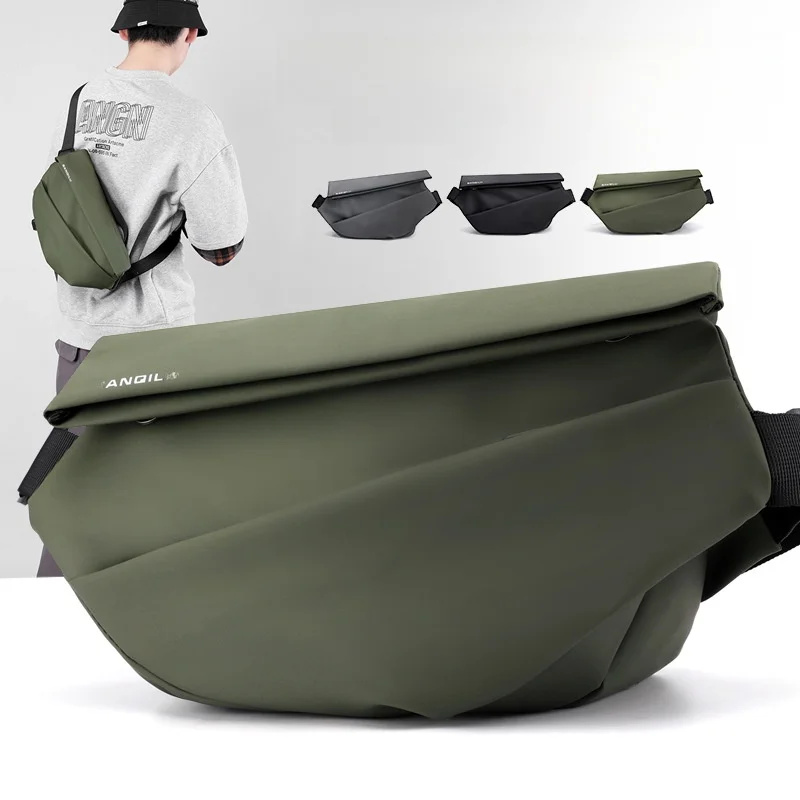 メンズおしゃれクロスボディバッグ-2026年新作-通勤自転車用チェストバッグ-バイクスポーツ用シングルショルダーバッグ