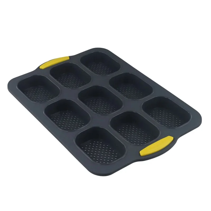 Bread Baking Mold 9 Cavity Silicone Tray Non-stick Bake Pan Mould with Heat Circulation Holes DIY Dessert Hamburger Baked Tool
