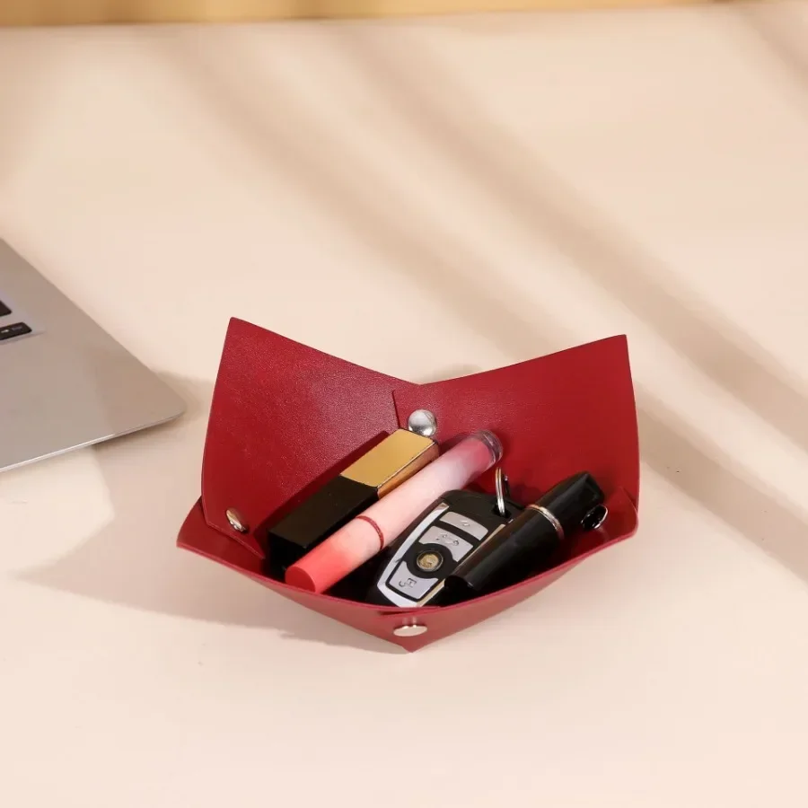 

Cosmetics Display Tray Leather Storages Box Folding Organize Supplies Living Room Coffee Table Cosmetics Key Storage Boxs