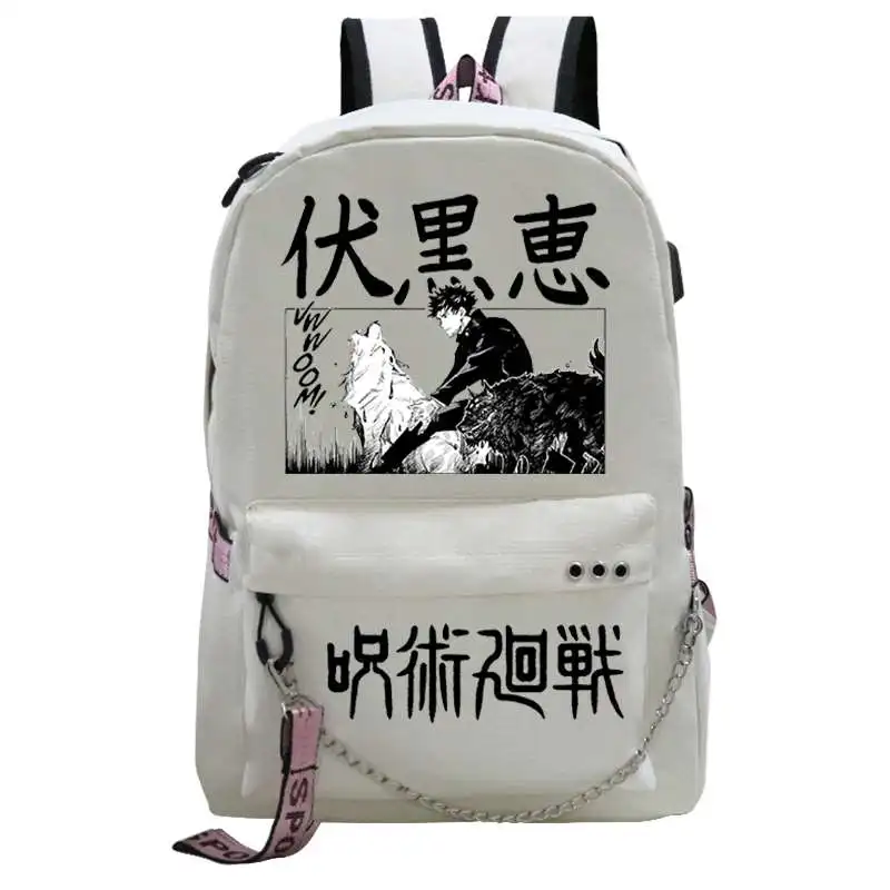 Jujutsu Kaisen – sac à dos avec Port de chargement USB pour ordinateur portable, pour l'école, pour adolescentes, filles et garçons