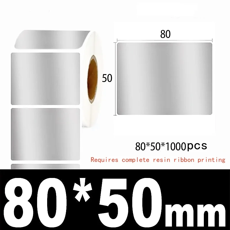Selbstklebendes PET-Aufkleber in Mattsilber, Barcode-Druckpapier, leere Rolle, wasserfest, reiß- und ölbeständig, festes Asset-Etikett