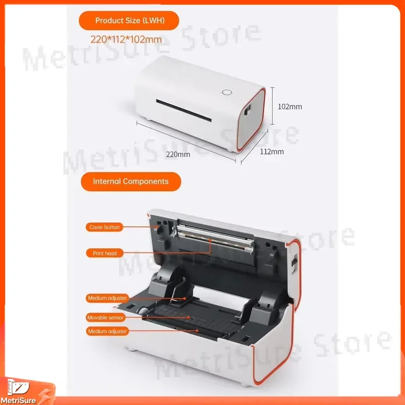WiFi Direct Thermal Label Printer 108mm for Shipping Labels Barcode Stickers Office Warehouse Logistics Portable Desktop