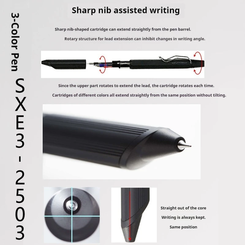 Uni Premium Multi-color Pen SXE3-2503 JETSTREAM EDGE Ultra Precision 0.28 Oil-Based Signing Pens NO-Smudge Long-Lasting Writing