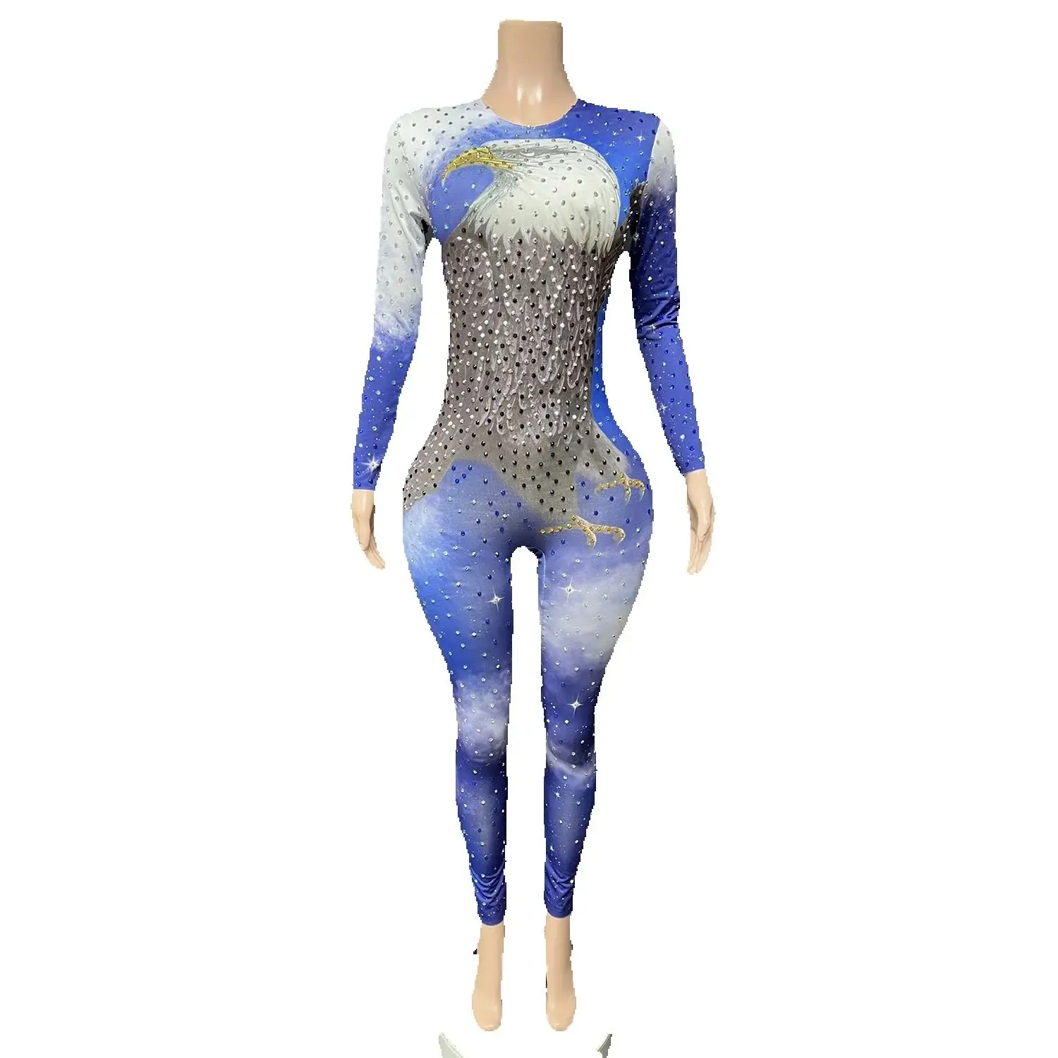 Strój do tańca jazzowego na Boże Narodzenie, strój na Halloween, do klubu nocnego, dla DJ-a, na rave, damski kombinezon z dżetami, kostium sceniczny Gogo XS10651