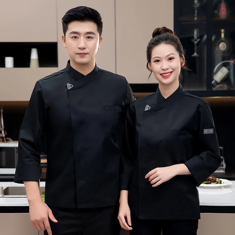 Hotel Stretch Chef Overalls Men's Spring and Autumn Catering Hotel Restaurant Canteen West Point Baking Cake after Clothes for C