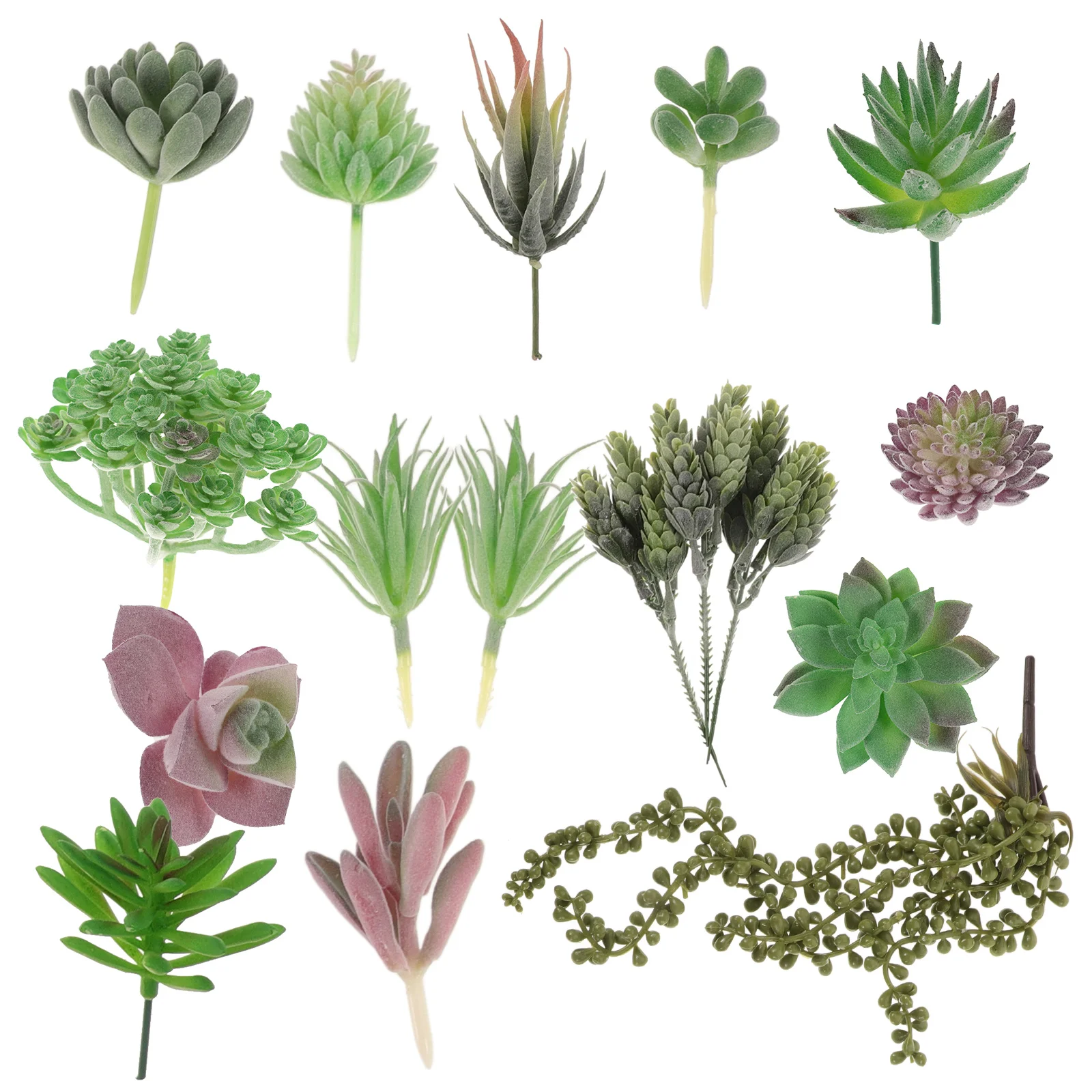 

14 Pcs Artificial Succulents Small Indoor Arrangement PVC Realistic Decorative Ornaments Living Room Kitchen Garden Office