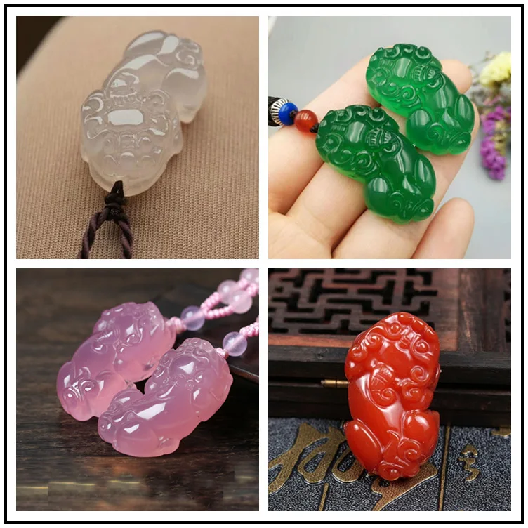 Men's and women's natural agate Pixiu pendant natal year patron saint gift item couple necklace to attract wealth