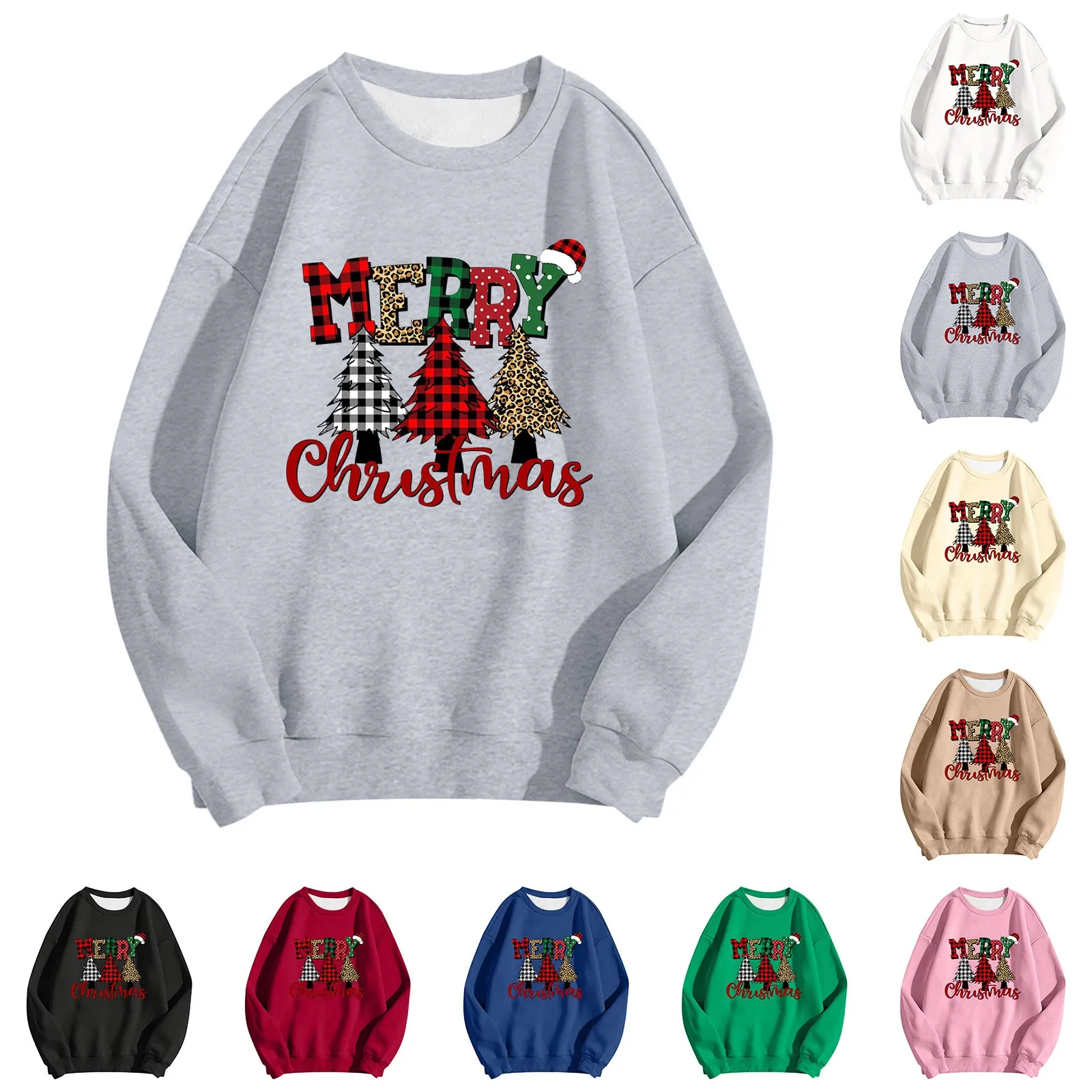 Streetwear Sweatshirt Loose Plus Size Women's Clothing Chubby Thick Female Winter Christmas Cartoon Crew Neck Sweatshirt Tops