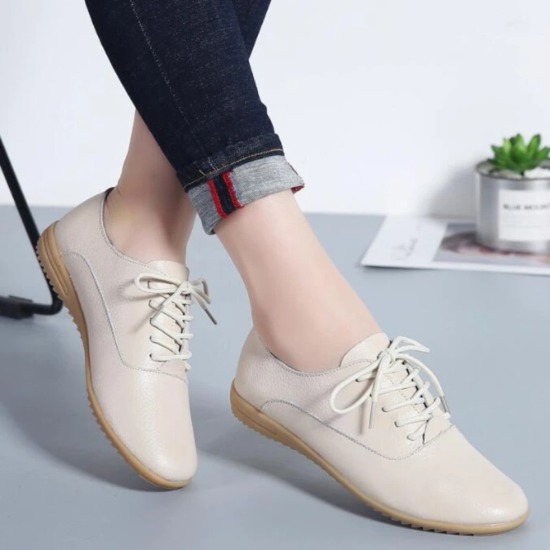 Genuine Leather 2024 Summer Loafers Women Casual Shoes Moccasins Soft Pointed Toe Ladies Footwear Women Flats Shoes White