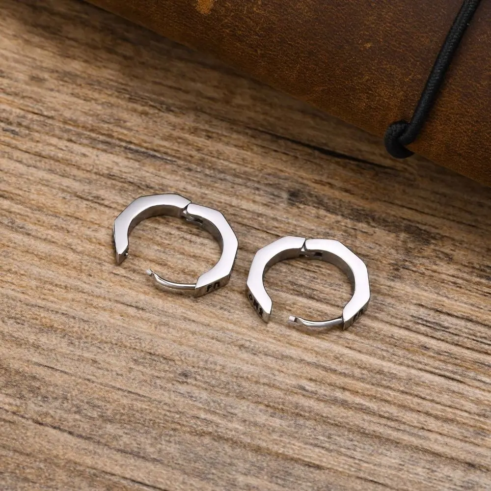 Hip Hop Men Hoop Earrings Cool Ear Buckle Korean Style Huggie Hoop Earring Stainless Steel Street Wear Men