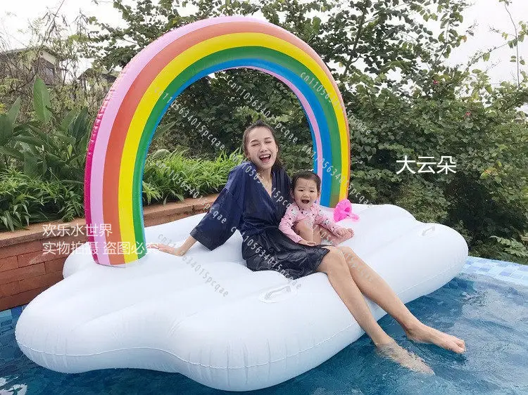 Water Inflatable Clouds Rainbow Floating Row Enlarged Thickened Mat Adult Children Floating Boat Water Bed Swimming