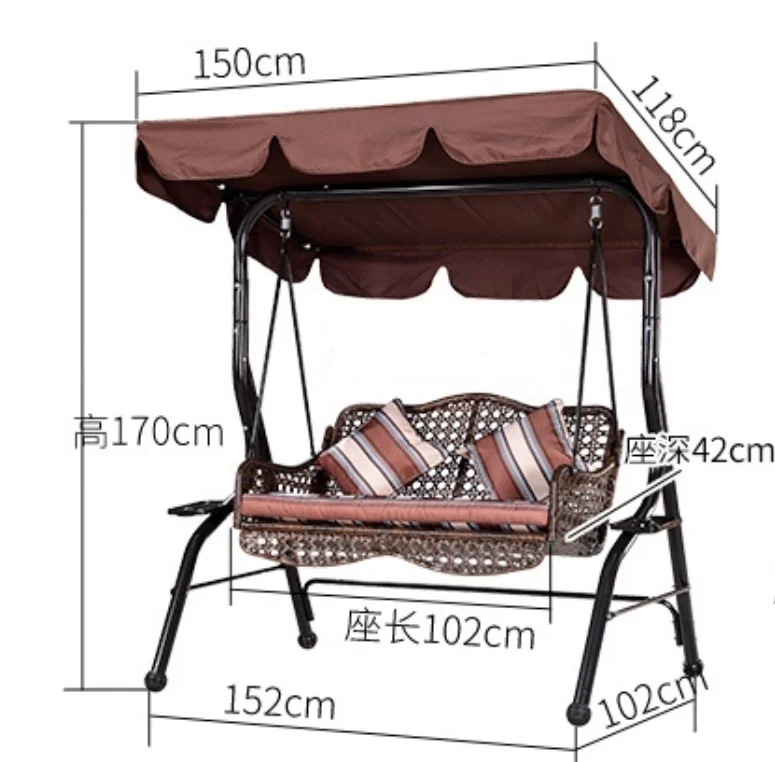 Most popular garden chairs steel with painting and Co2 welding patio swing chair iron swings