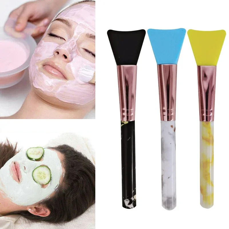 1 Adet Silikon Yüz Maskesi Makyaj Fırçaları Mermer Desen Yüz Maskesi Fırça DIY Ev Salon Makyaj Araçları Aksesuarları Güzellik Sağlık