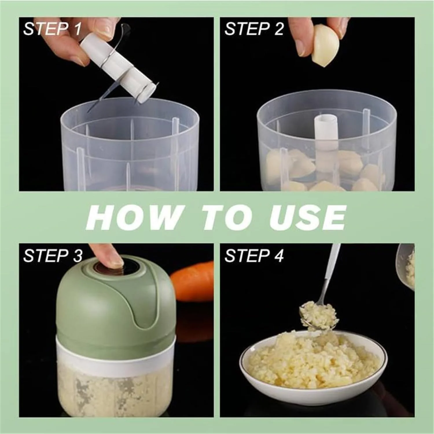 Prosperousk Chopper - USB Rechargebale  Garlic Grinder,  Mini Garlic Chopper, Prosperousk Mini Garlic Chopper, Small Chopper (Wh