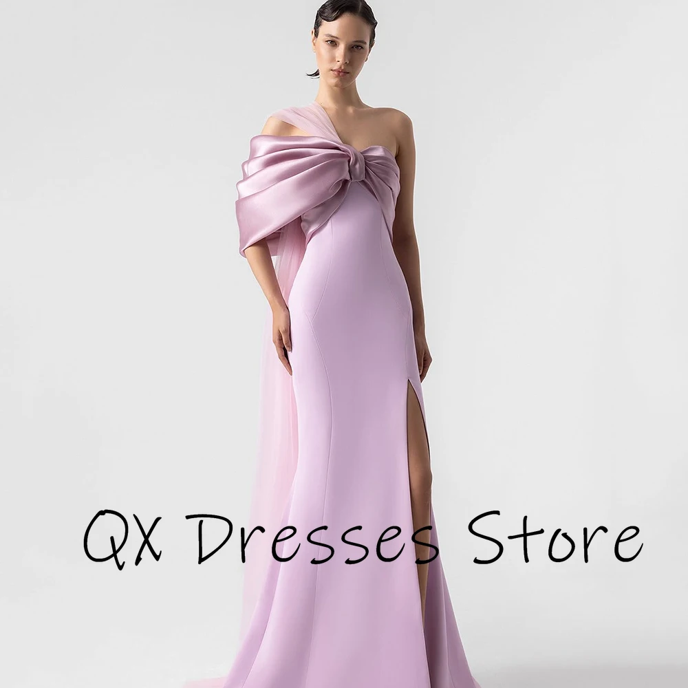 사용자 정의 간단한 원 숄더 저지 이브닝 드레스 스윕 트레인 민소매 인어 파티 드레스 섹시한 바닥 길이 댄스 파티 드레스