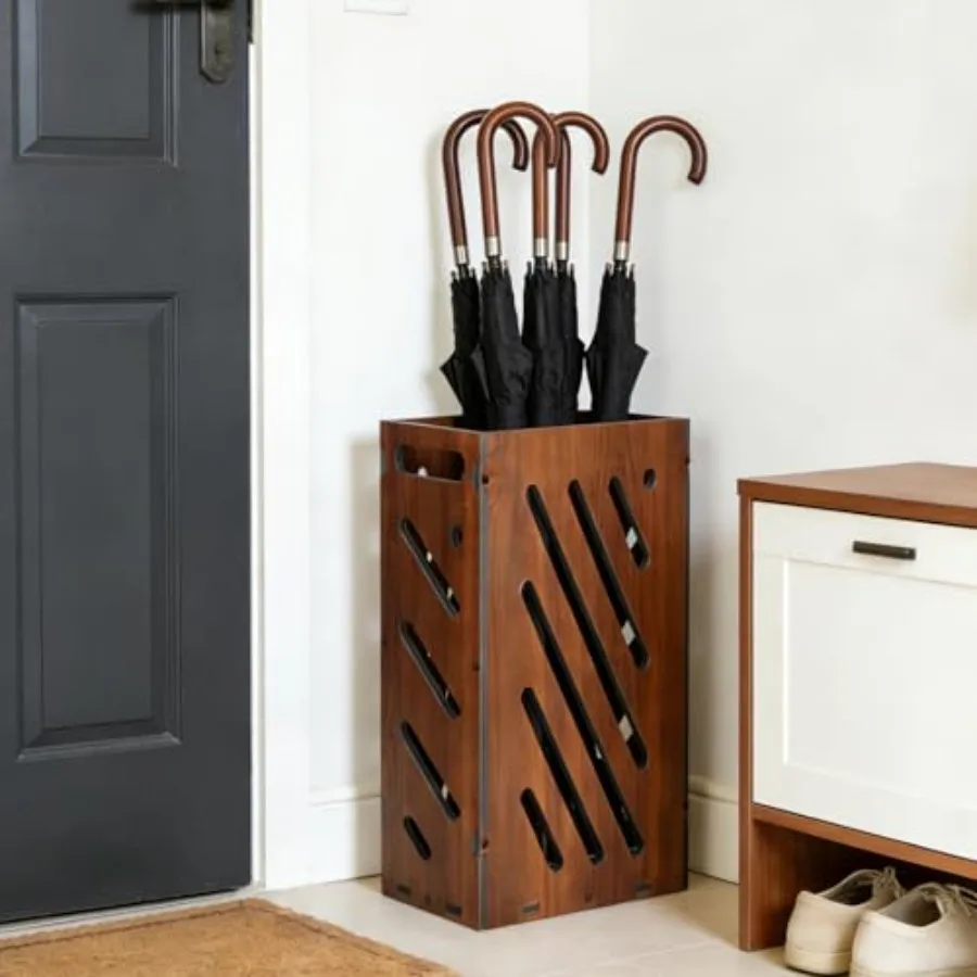 

Коричневая подставка для зонтов в прихожую с выдвижным поддоном для воды, контейнер для хранения зонтов из ПВХ, для использования в помещении и на улице, отдельно стоящая