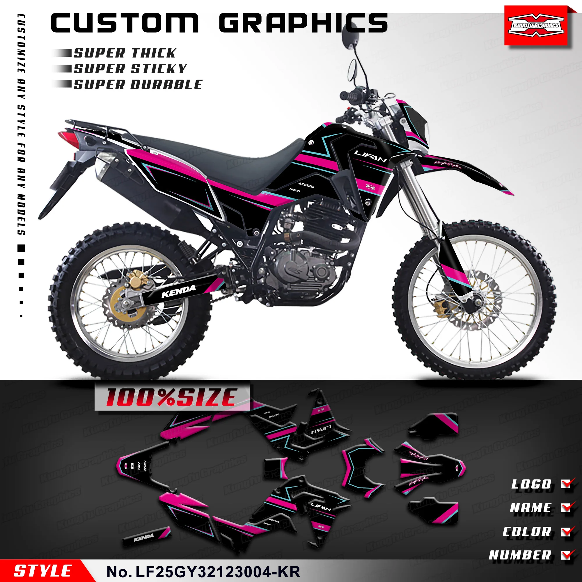 

KUNGFU GRAPHICS Sticker Kit Motorcycle Decals for LIFAN LF250GY-3 KPX 250 KPX250 LGC-Fi 2021 2022 2023, LF25GY32123004-KR