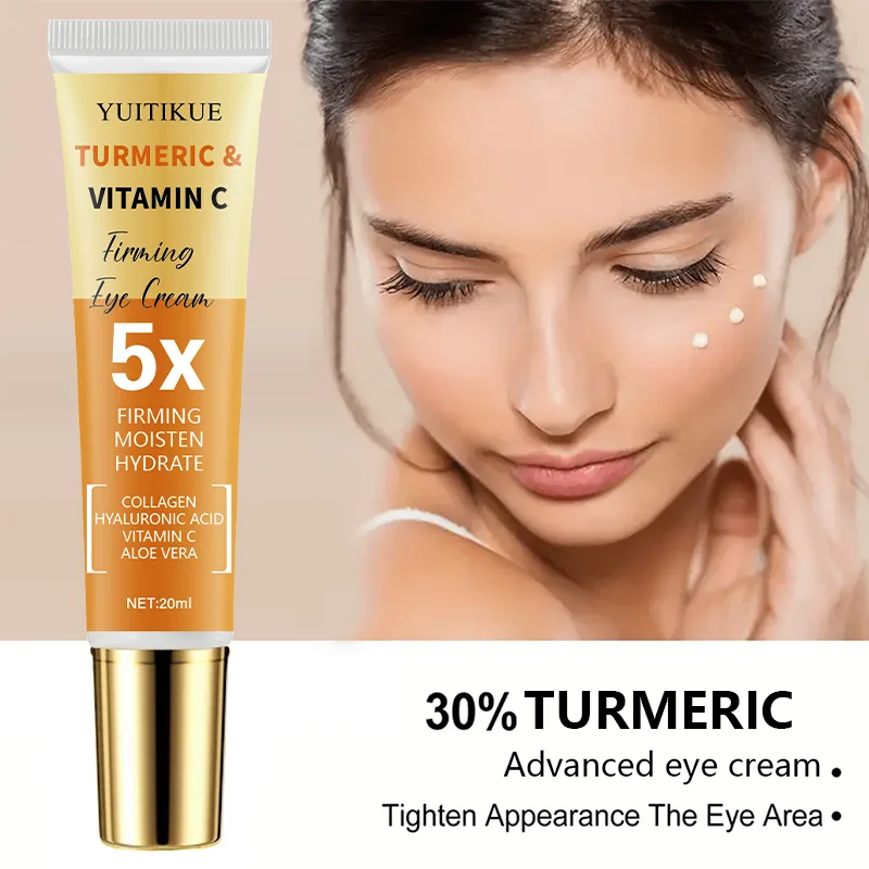 YUITIKUE Crema contorno occhi rassodante al 30% curcuma e vitamina C - 5X idratante, rassoda e liscia l'area occhi