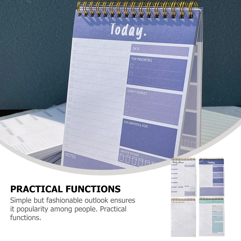 

4 Pcs Loose-leaf Plan Book Planner Notepad Daily Desk Tear off Keep on Hand Study Metal to Do Work