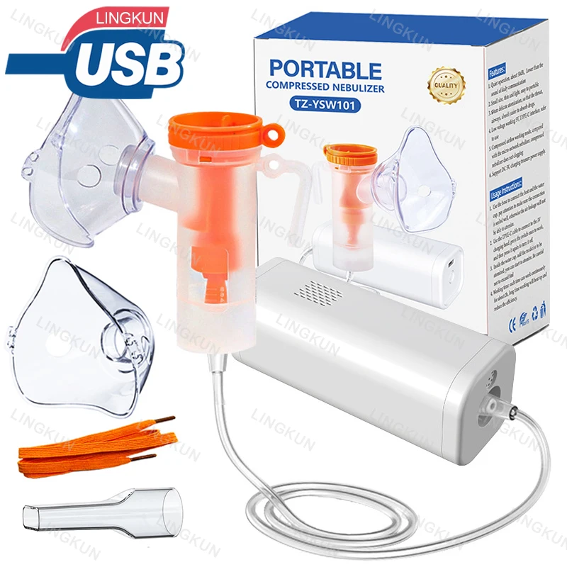 Nebulizador de compresión médico portátil, inhalador de escritorio silencioso de 4μm, atomizador ultrasónico de grado médico de 135g para bebés, niños y adultos